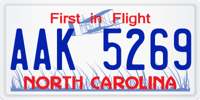 NC license plate AAK5269