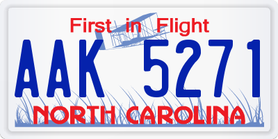 NC license plate AAK5271