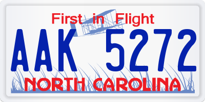 NC license plate AAK5272