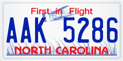 NC license plate AAK5286