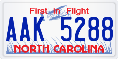 NC license plate AAK5288