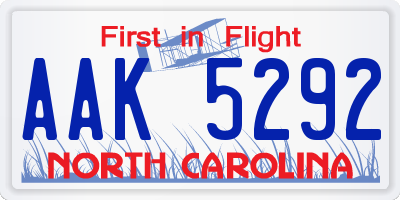 NC license plate AAK5292