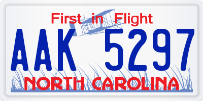 NC license plate AAK5297