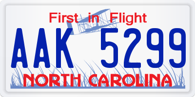 NC license plate AAK5299