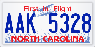 NC license plate AAK5328