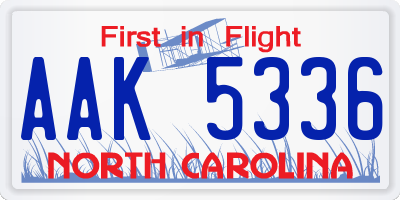 NC license plate AAK5336