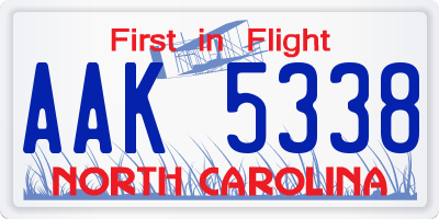 NC license plate AAK5338