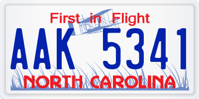 NC license plate AAK5341