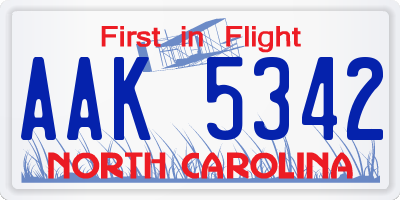 NC license plate AAK5342
