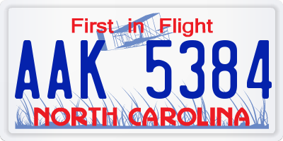 NC license plate AAK5384