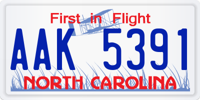NC license plate AAK5391