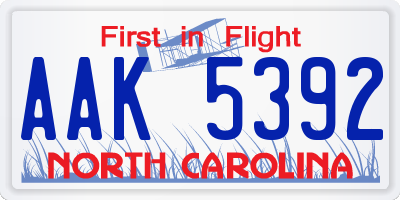 NC license plate AAK5392