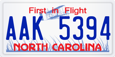 NC license plate AAK5394