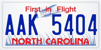 NC license plate AAK5404