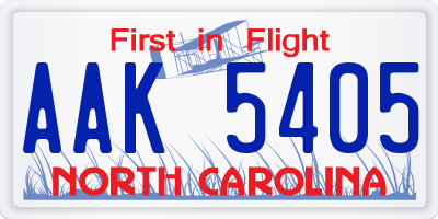 NC license plate AAK5405
