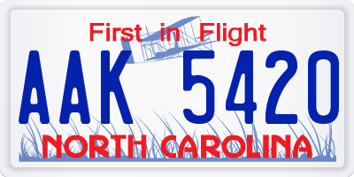 NC license plate AAK5420