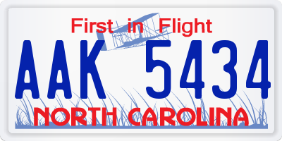 NC license plate AAK5434
