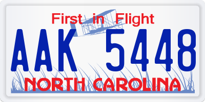 NC license plate AAK5448