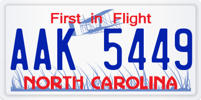 NC license plate AAK5449