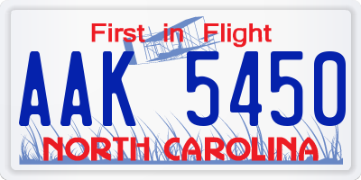 NC license plate AAK5450