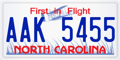 NC license plate AAK5455