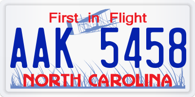 NC license plate AAK5458
