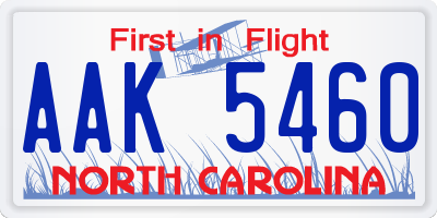 NC license plate AAK5460