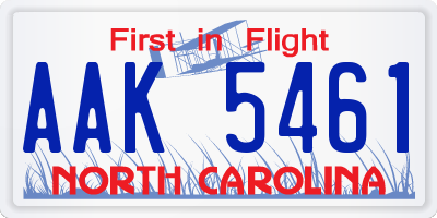 NC license plate AAK5461