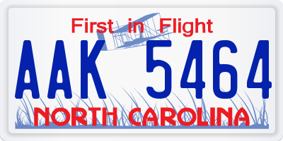NC license plate AAK5464