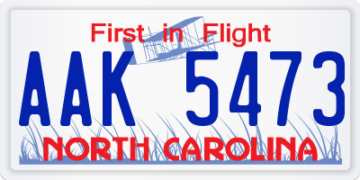 NC license plate AAK5473