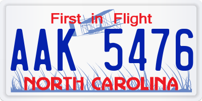 NC license plate AAK5476