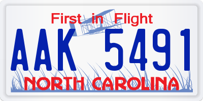 NC license plate AAK5491