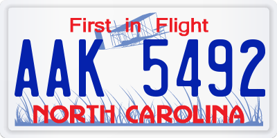 NC license plate AAK5492