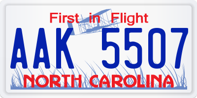NC license plate AAK5507