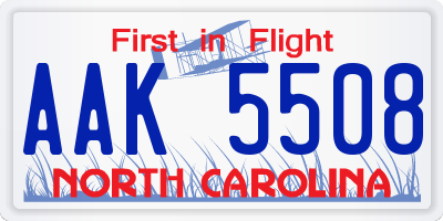 NC license plate AAK5508