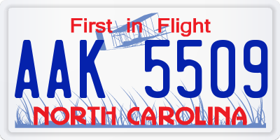 NC license plate AAK5509
