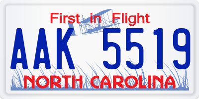 NC license plate AAK5519
