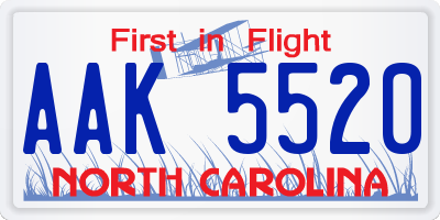NC license plate AAK5520