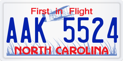 NC license plate AAK5524