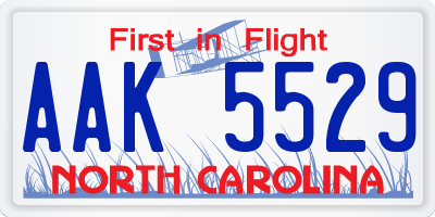 NC license plate AAK5529