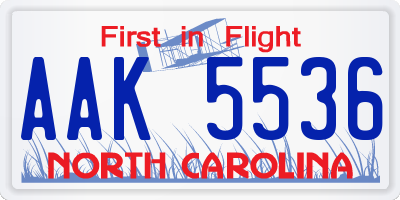 NC license plate AAK5536