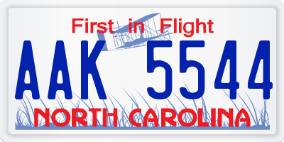 NC license plate AAK5544