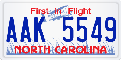 NC license plate AAK5549