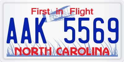 NC license plate AAK5569