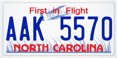 NC license plate AAK5570
