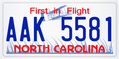 NC license plate AAK5581