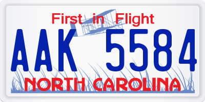 NC license plate AAK5584