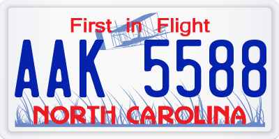 NC license plate AAK5588