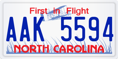 NC license plate AAK5594
