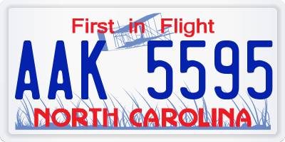 NC license plate AAK5595